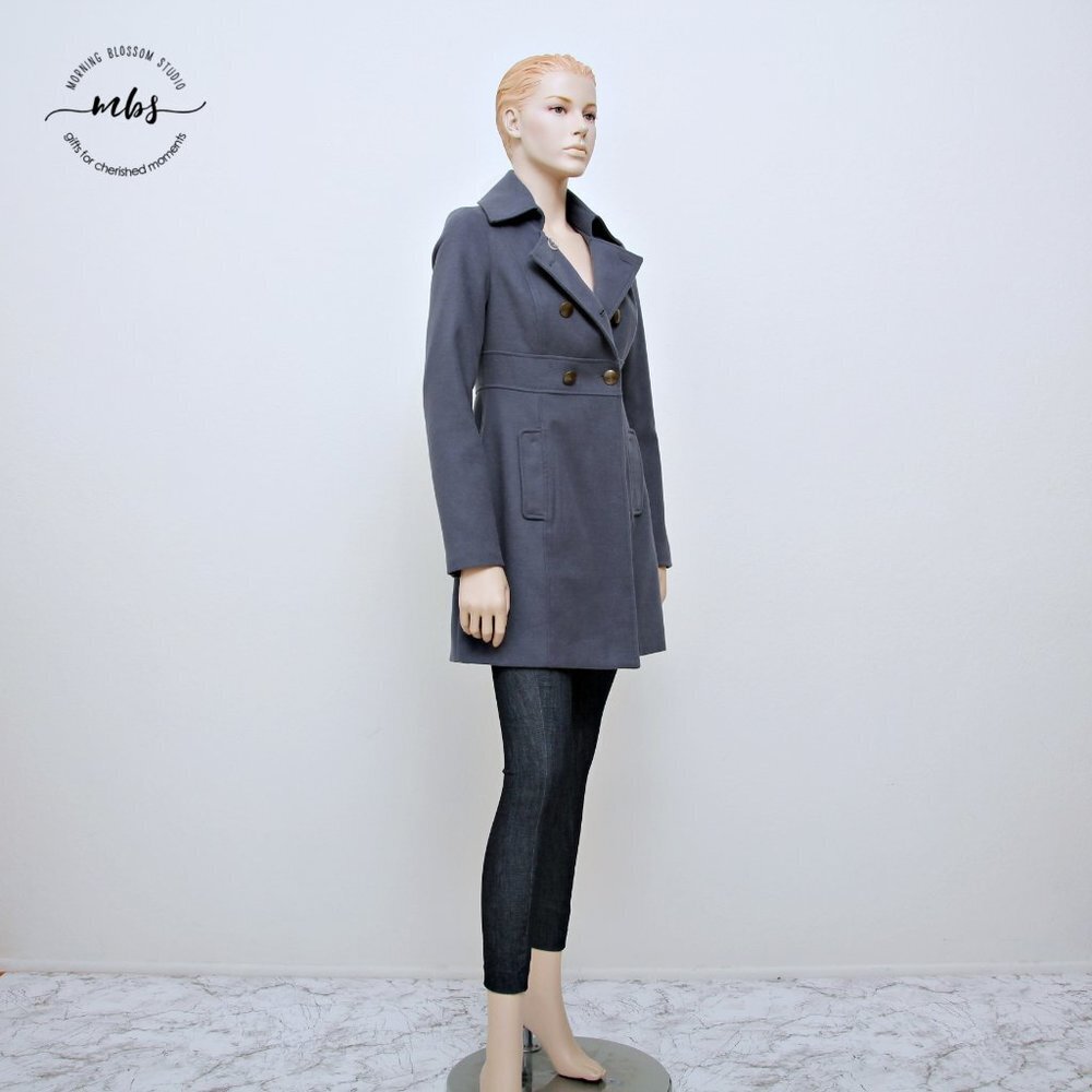 JACK by BB Dakota Double Breasted Pea Coat Blue Purple Women XS